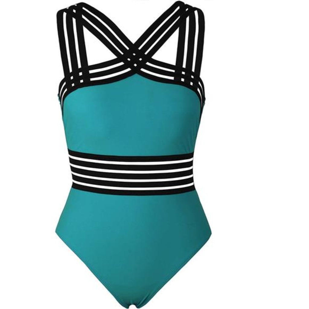 Women's One Piece Swimwear Front Crossover Swimsuits Hollow Bathing Suits